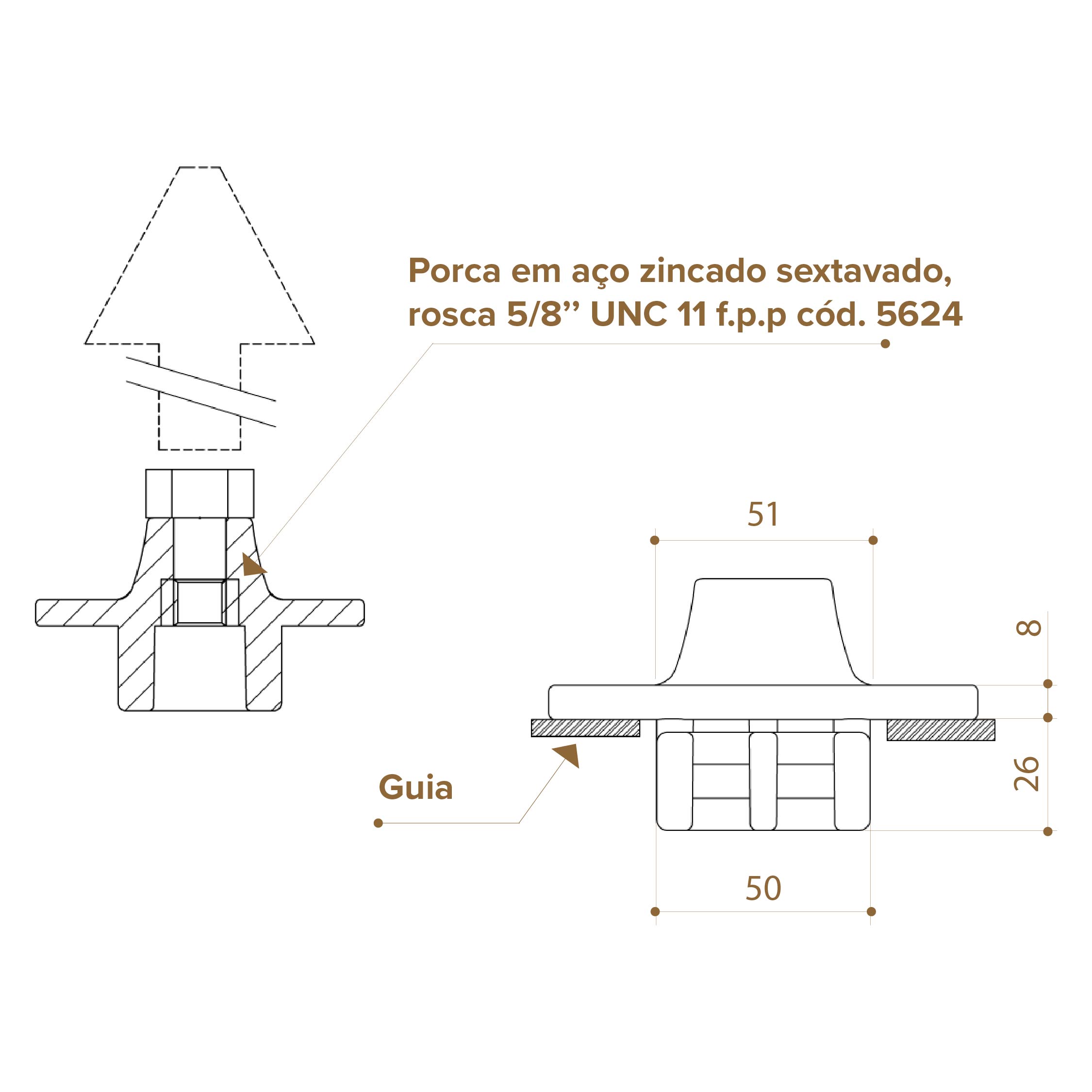 CR63-50 COM SUPORTE PARA HASTES INOX